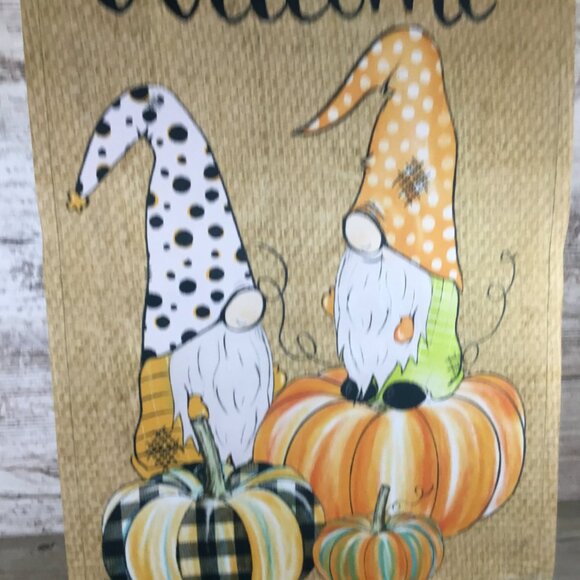 Fall Gnomes and Pumpkins Welcome Garden Flag - Picture 3 of 5